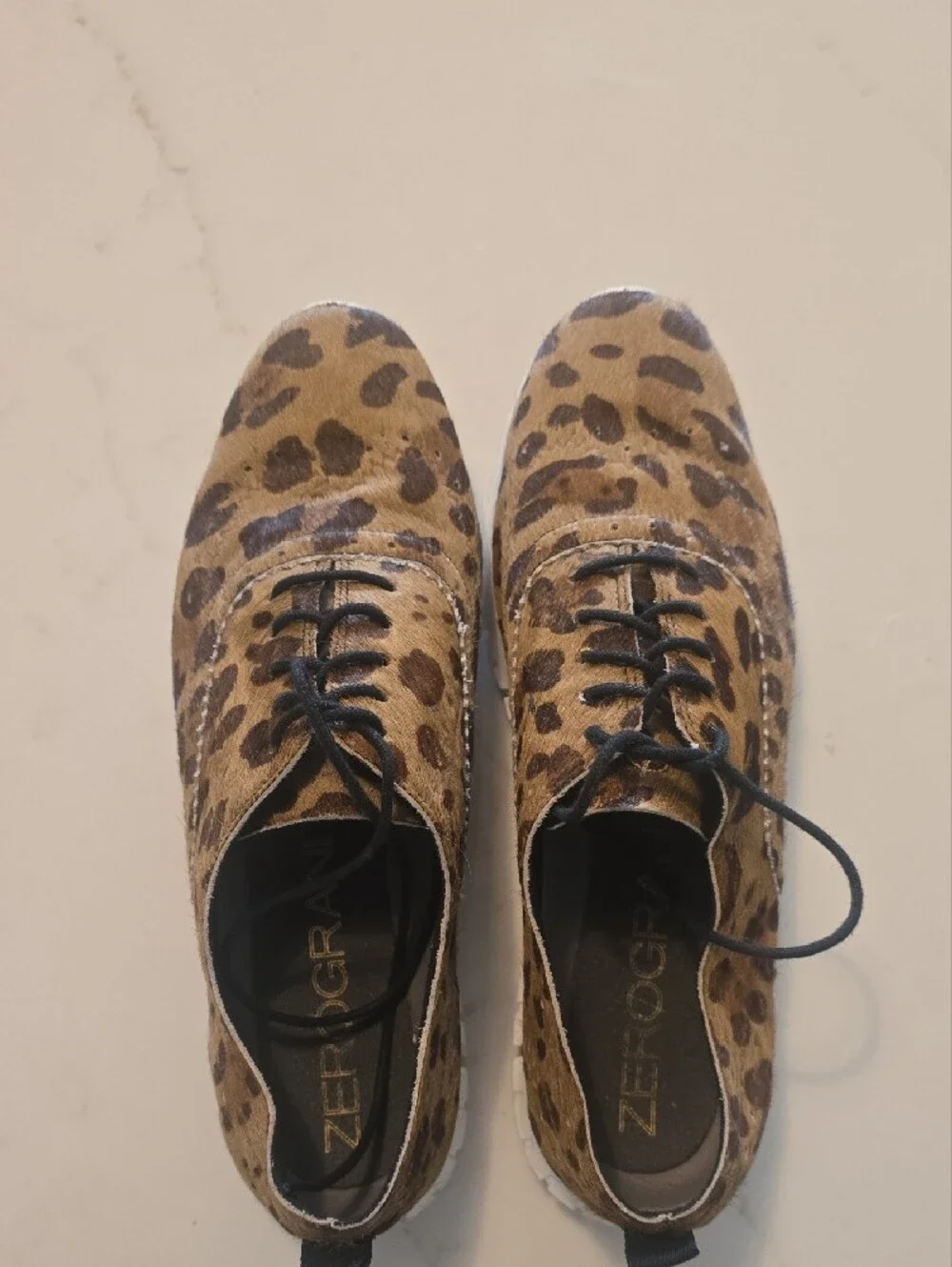 Cole Haan Leopard Print Casual Lace-Up Sneakers - Brown/Black (like new)
